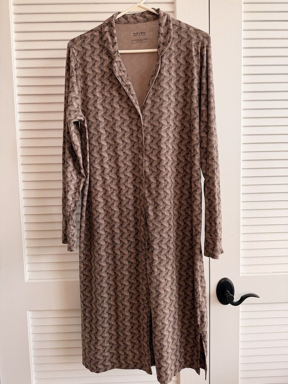 Haven Well Within Organic Cotton Sleep Gown Nightgown Women's Medium Taupe Print